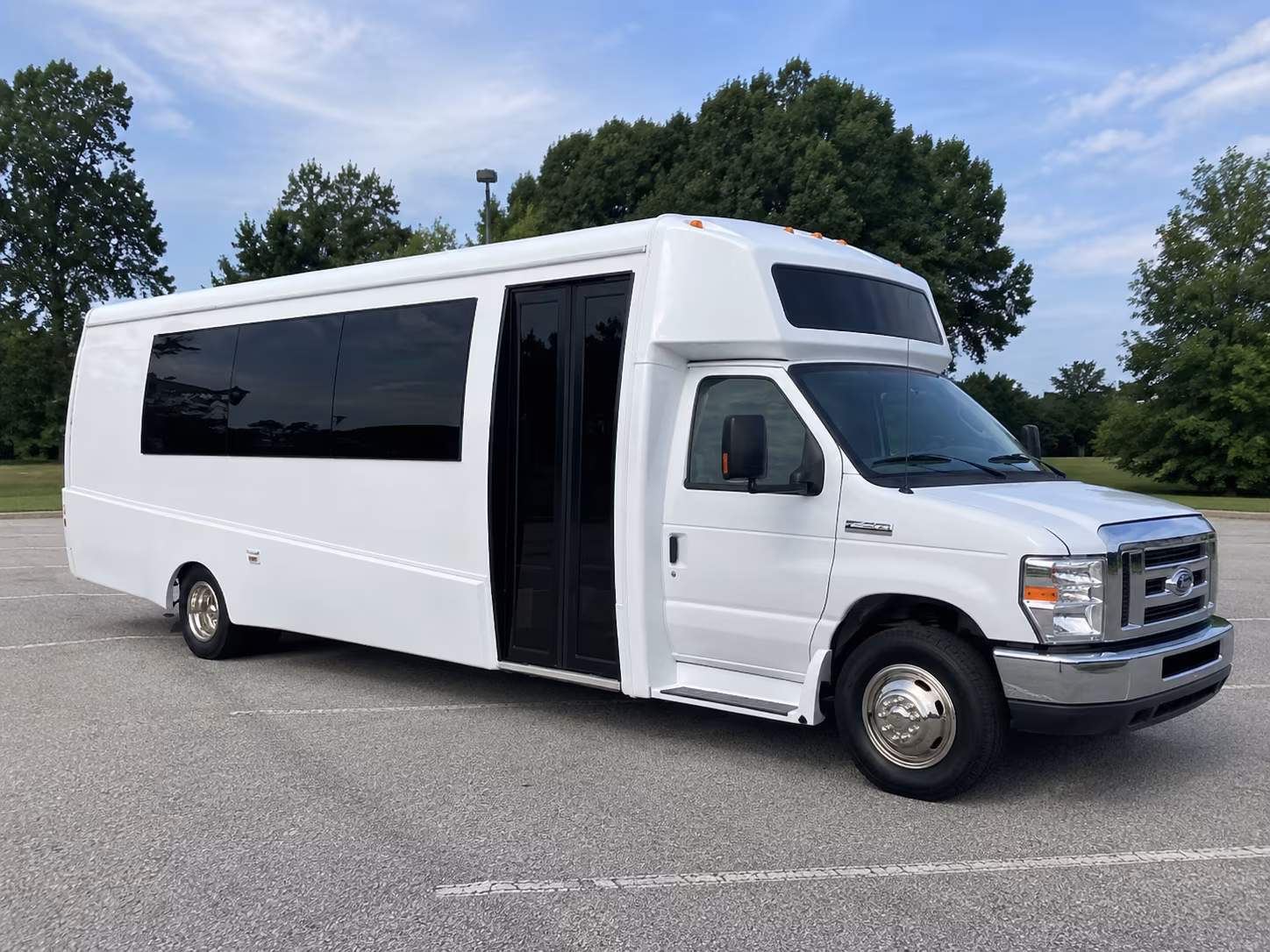 Passenger watching the Jacksonville scenery during a regional party bus road trip