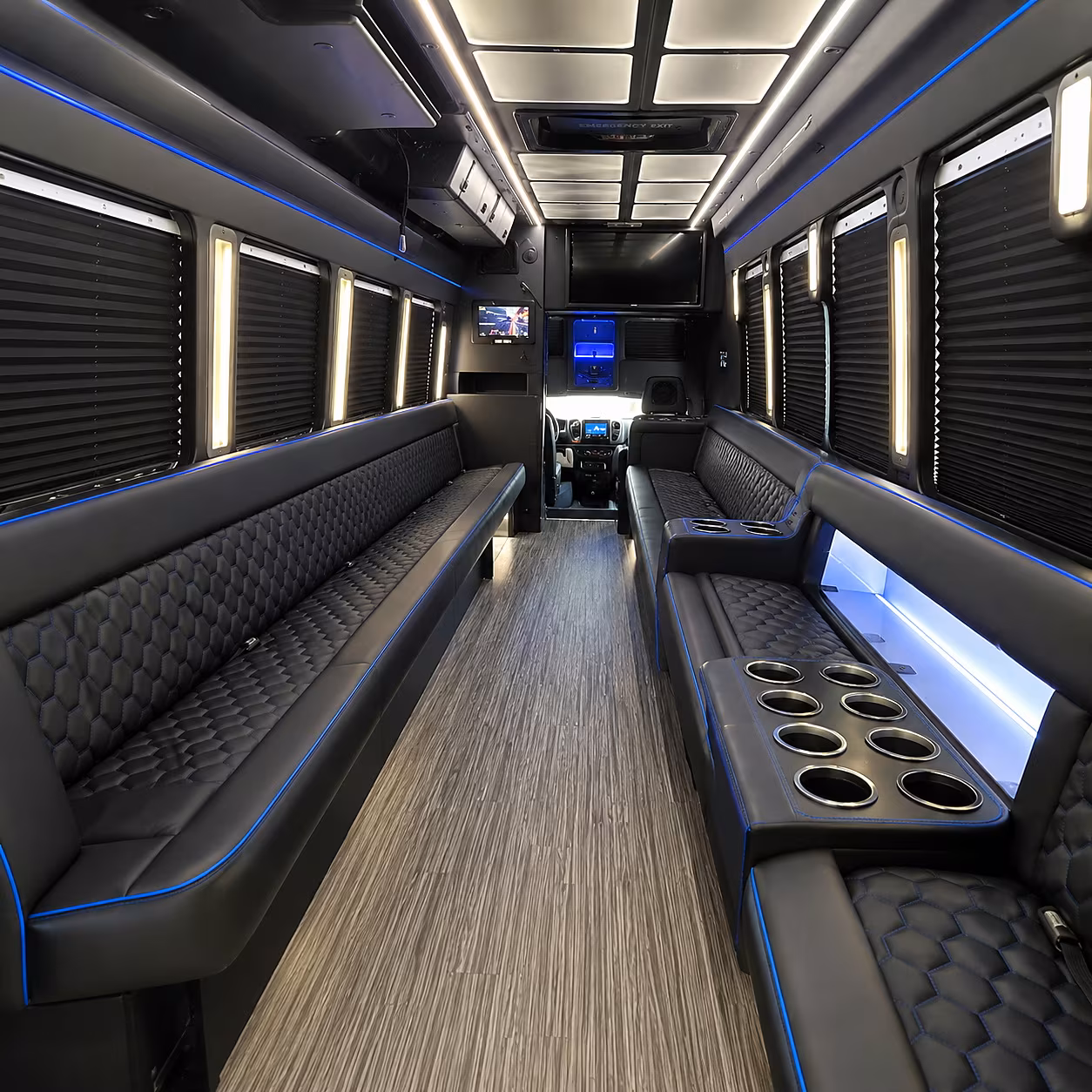 Jacksonville Wedding Transportation party bus interior